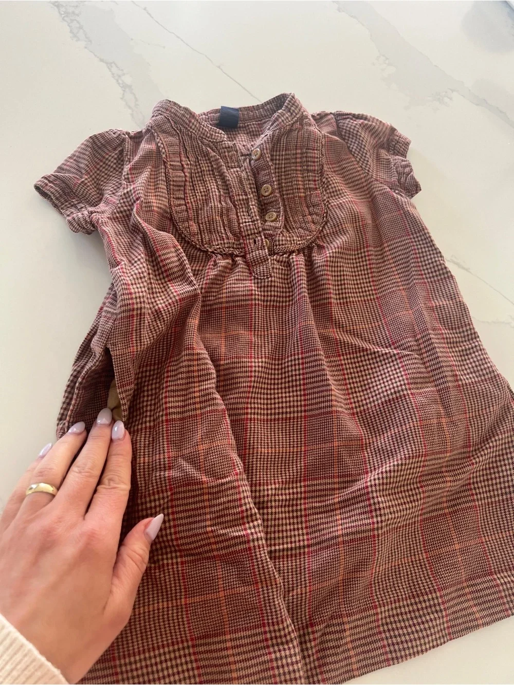 2pc Girls Outfit GAP Plaid Tunic with Burgundy Leggings‎ 3T